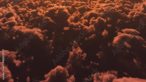 日の出　雲海　空撮　CG