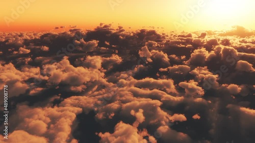 機上　雲海　夕日　CG