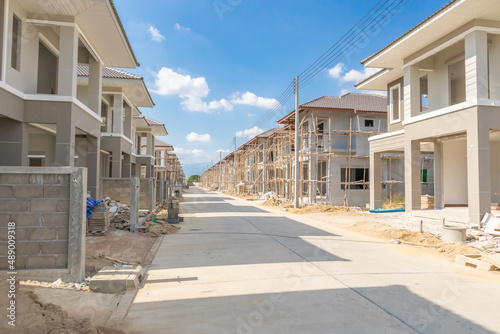 construction residential new house in progress at building site housing estate development