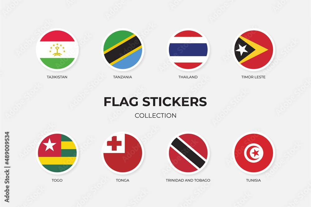 Flag Stickers of Tajikistan, Tanzania, Thailand, Timor Leste, Togo, Tonga, Trinidad and Tobago, Tunisia Flag Stickers of Tajikistan, Tanzania, Thailand, Timor Leste, Togo, Tonga, Trinidad and Tobago, Tunisia
