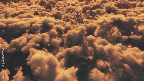 日の出　雲海　空撮　CG