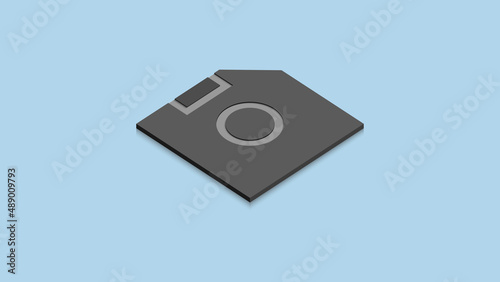 Free Download Vector graphic of isometric floppy disk using black, grey and blue color scheme. Perfect for product mockup - GFXLoad