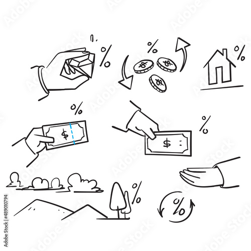 hand drawn doodle Simple Set of Tax Related Vector illustration vector