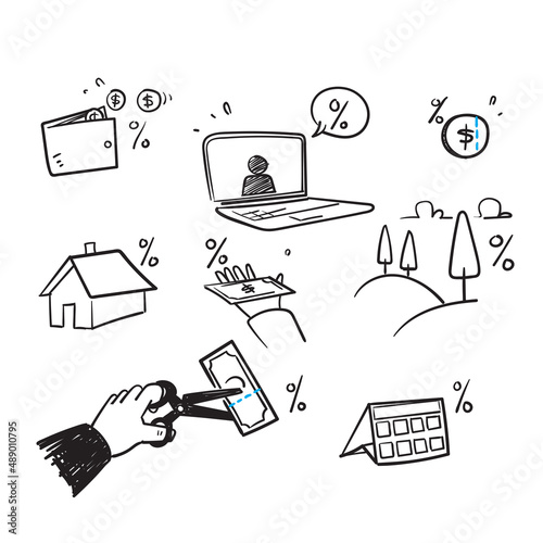 hand drawn doodle Simple Set of Tax Related Vector illustration vector