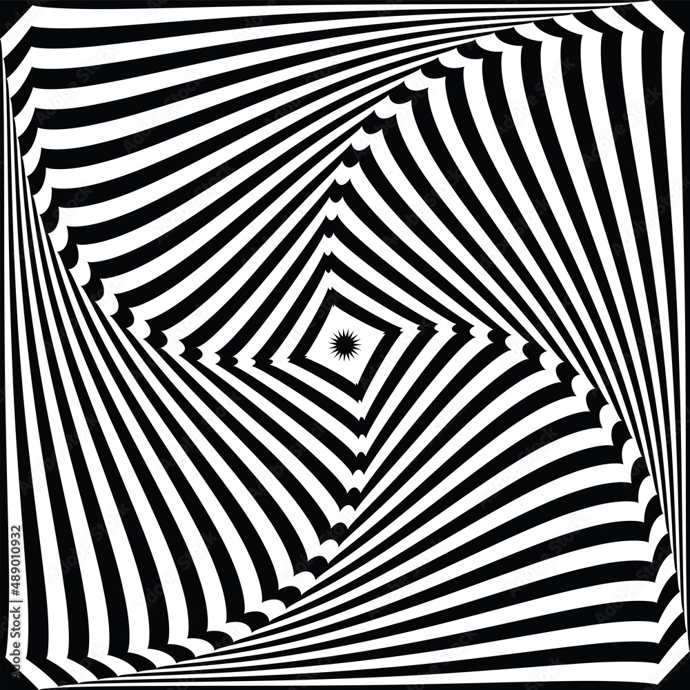 Whirl movement illusion in abstract op art lines pattern.