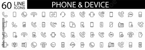 Phone icon set. Telephone call sign. Contact us. Web and mobile icon. Chat, support, message, phone. Vector illustration.