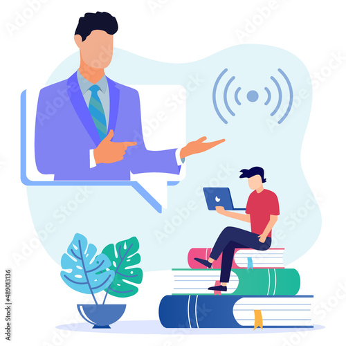 Illustration vector graphic cartoon character of online consultation