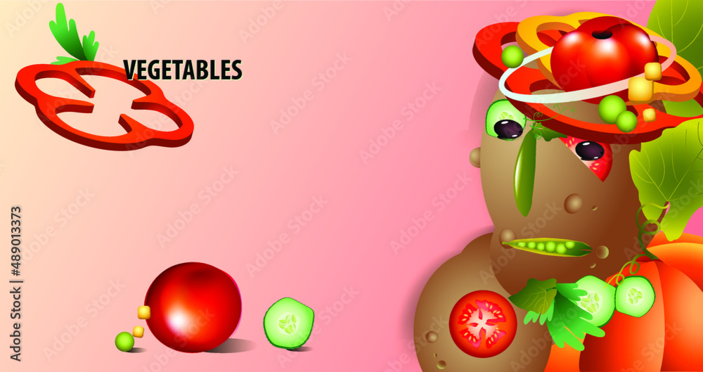 Obraz premium man made of vegetables. Abstract vector illustration