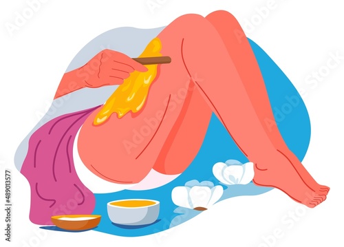 Removing hair from legs and thighs, depilation
