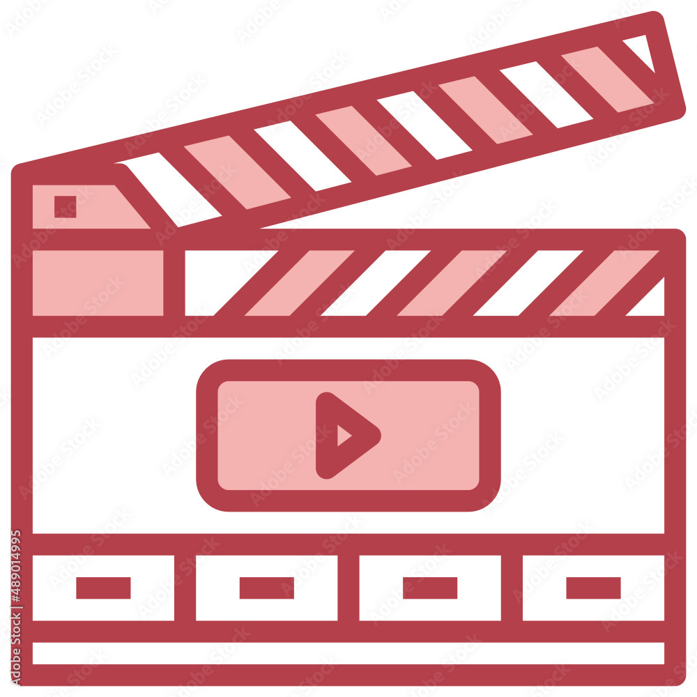 FILM CLAPPERBOARD red line icon,linear,outline,graphic,illustration