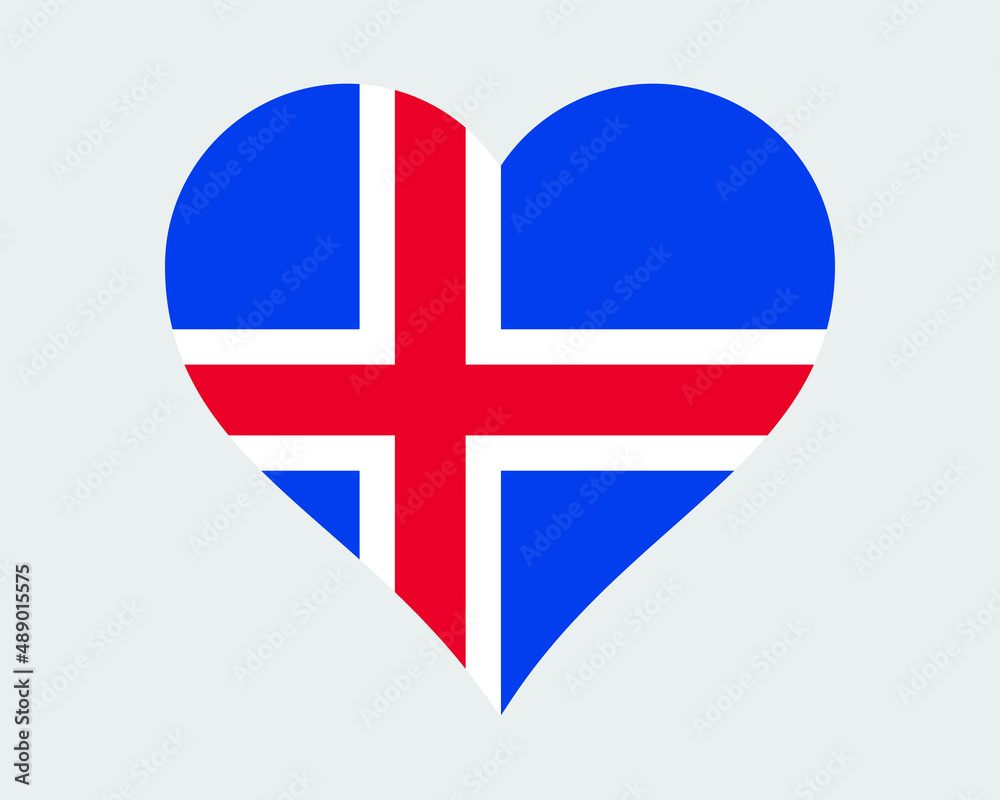 Obraz premium Iceland Heart Flag. Icelandic Love Shape Country Nation National Flag. Icelander Banner Icon Sign Symbol. EPS Vector Illustration.