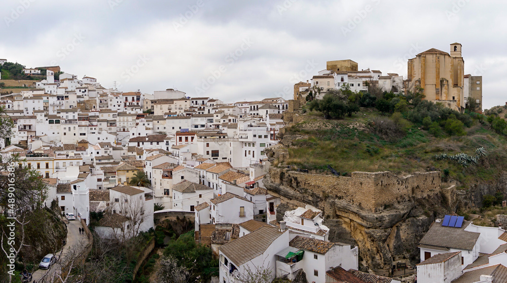 panorama view of the landmark town of Setenil de las Bodegas in Andalusia