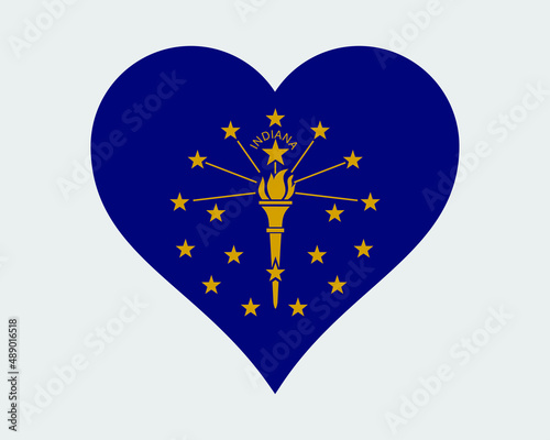 Indiana USA Heart Flag. IN US Love Shape State Flag. Hoosier United States of America Banner Icon Sign Symbol Clipart. EPS Vector Illustration. photo