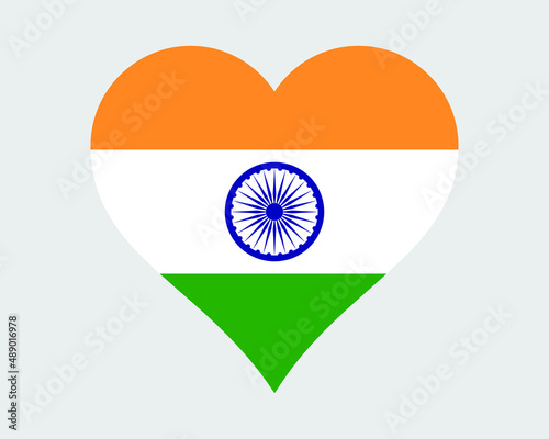 India Heart Flag. Indian Love Shape Country Nation National Flag. Republic of India Banner Icon Sign Symbol. EPS Vector Illustration.