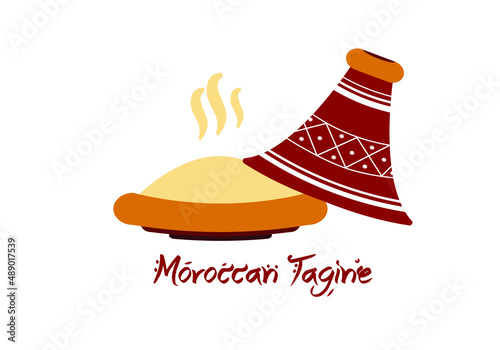 фотографія Tagine logo design, Moroccan couscous dish, Moroccan food, couscous illustration