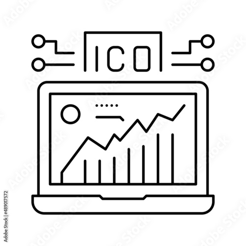 initial coin offering ico line icon vector illustration