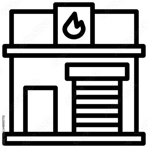 FIRE STATION line icon,linear,outline,graphic,illustration