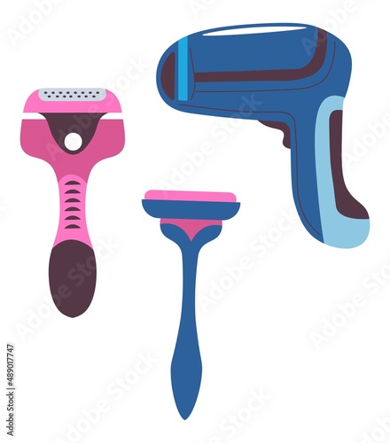 Epilation and depilation, laser and razors set