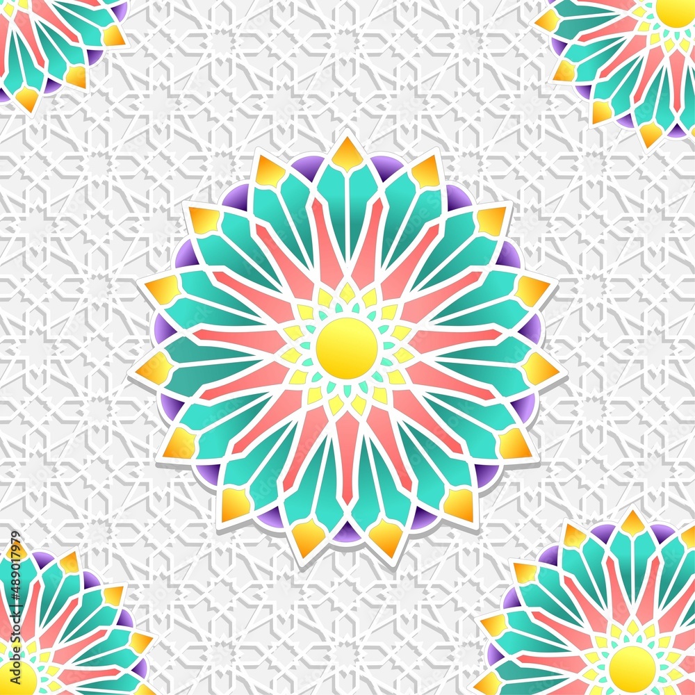 colorful islamic mandala vector pattern with ornament background