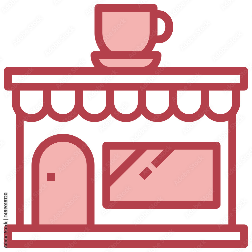 COFFEE SHOP red line icon,linear,outline,graphic,illustration COFFEE SHOP red line icon,linear,outline,graphic,illustration