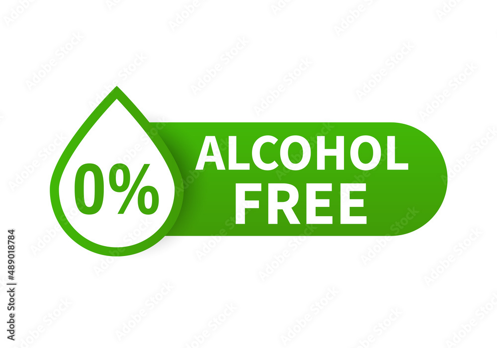 Alcohol free icon. No alcohol logo. Zero percent alcohol symbol. Vector