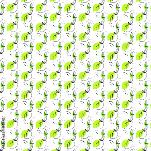 seamless pattern lime with leaves