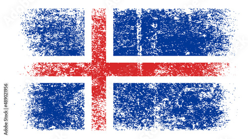 Iceland Flag Distressed Grunge Vintage Retro. Isolated on White Background