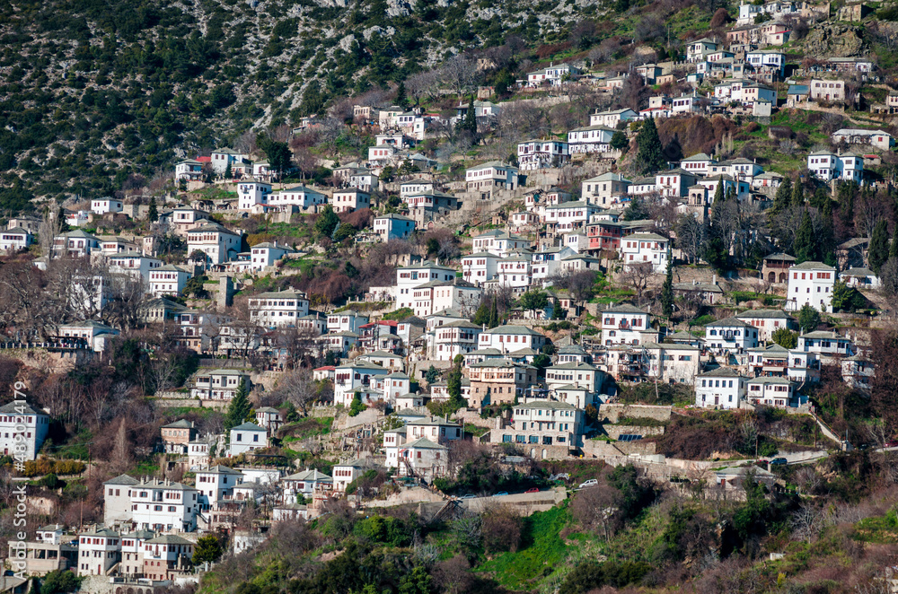  Traditional village of Makrinitsa with the stone built houses and the picturesque square, lies on the slopes of Pelion.