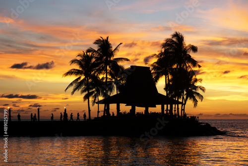 Tropical Sunset in Kota Kinabalu Beach  Sabah Borneo  Malaysia.