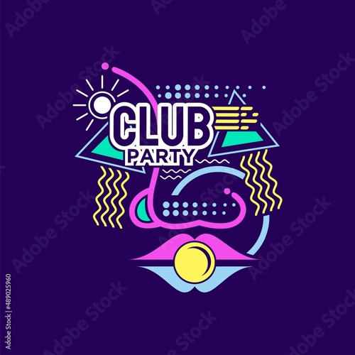 Club party vector design vintage color for tshirt design or other graphic element