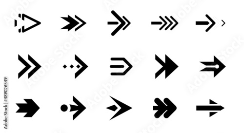 Collection different arrows sign. Black vector arrows icons