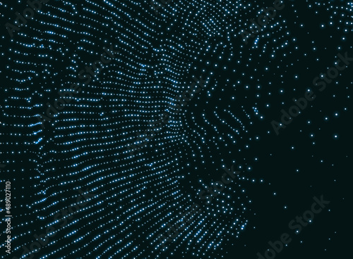 Array with Dynamic Particles. 3d Futuristic technology style. Abstract Background. .Texture. Glowing points. Vector Illustration.