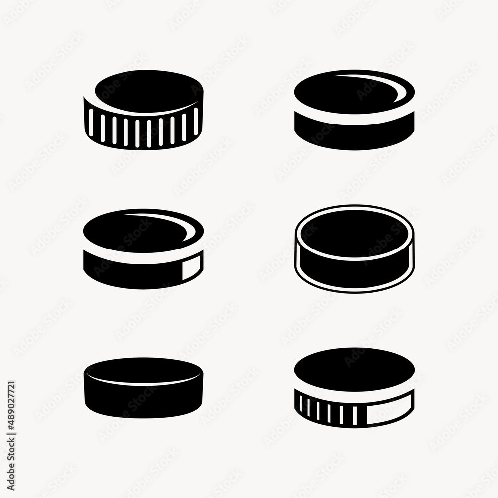 Hockey pucks icon set. Hockey puck vector icon Stock Vector | Adobe Stock