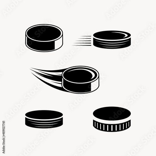 Hockey pucks icon set