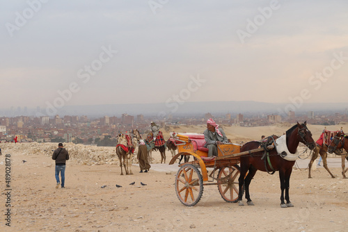 Egypt. Giza. Local Bedouins near the Egyptian pyramids.