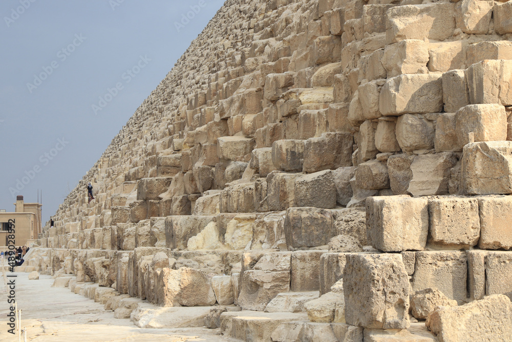 Egypt. Giza. Limestone blocks of the pyramid. Close-up.