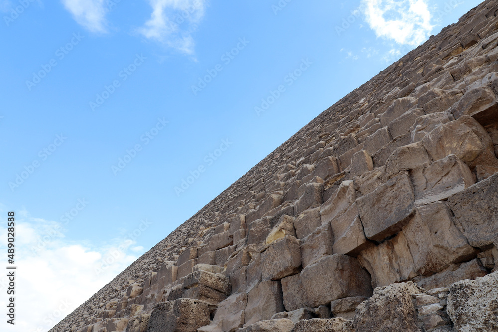 Egypt. Giza. Limestone blocks of the pyramid. Close-up. Egypt. Giza. Limestone blocks of the pyramid. Close-up.