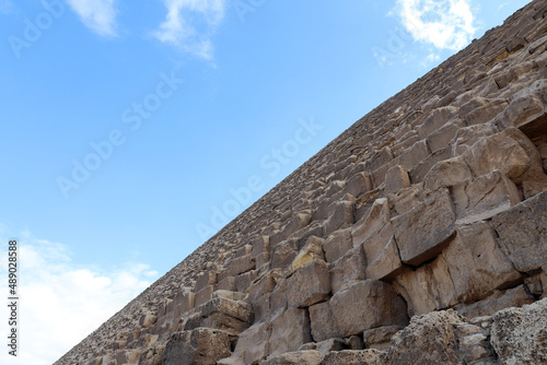 Egypt. Giza. Limestone blocks of the pyramid. Close-up.
