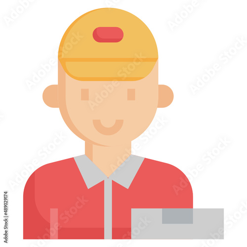 DELIVERY MAN flat icon,linear,outline,graphic,illustration © Peem