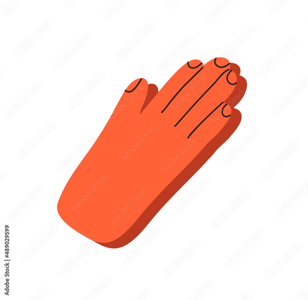 Praying hands drawn in simple line icon illustration with colored skin on flat scandinavian style. The concept of prayer