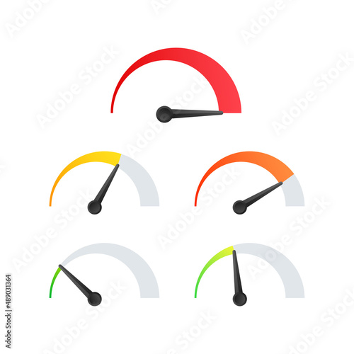 Risk icon on speedometer. High risk meter. Vector stock illustration