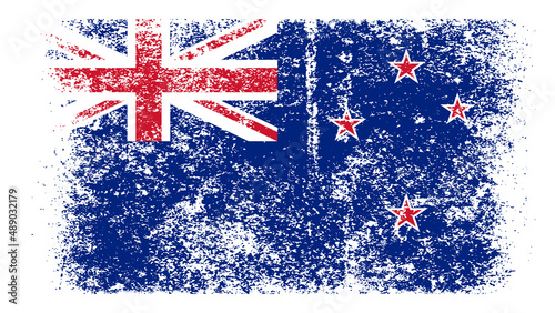 New Zealand Flag Distressed Grunge Vintage Retro. Isolated on White Background (ID: 489032179)