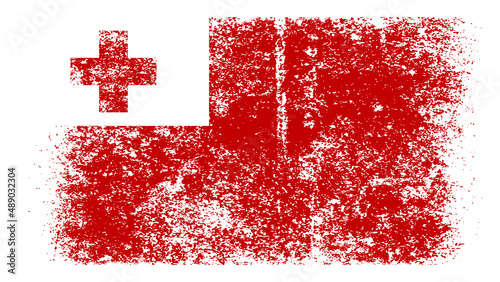 Tonga Flag Distressed Grunge Vintage Retro. Isolated on White Background