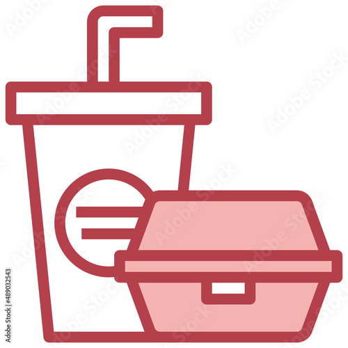 LUNCH BOX red line icon,linear,outline,graphic,illustration