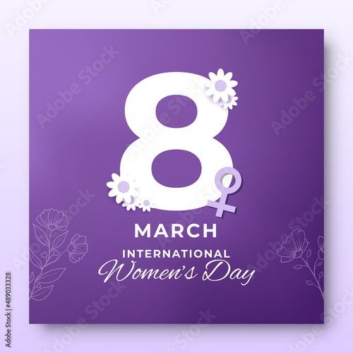International women's day square banner template. Usable for social media post, banner, card, and web