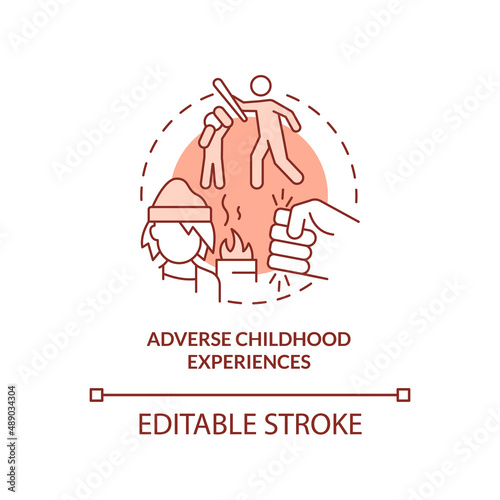 Adverse childhood experience terracotta concept icon. Effects of abuse and neglect abstract idea thin line illustration. Isolated outline drawing. Editable stroke. Arial, Myriad Pro-Bold fonts used