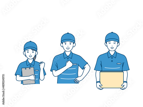 引越し　配送　配達　運送業　スタッフ　業者　仕事　男女　笑顔