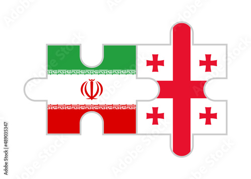 puzzle pieces of iran and georgia flags. vector illustration isolated on white background