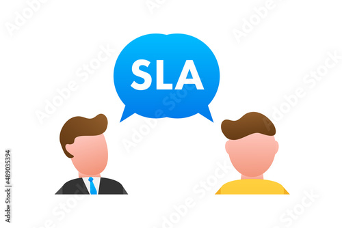 SLA - Service Level Agreement. Commitment between a service provider and a client. Vector stock illustration.