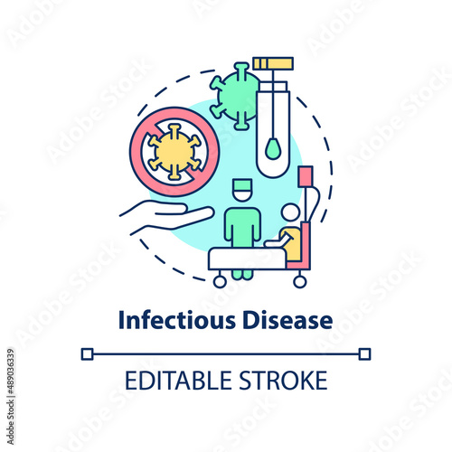 Infectious disease concept icon. Healthcare providing. Medical center service abstract idea thin line illustration. Isolated outline drawing. Editable stroke. Arial, Myriad Pro-Bold fonts used